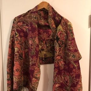 Pashmina paisley magenta/purple/gold scarf 🧣